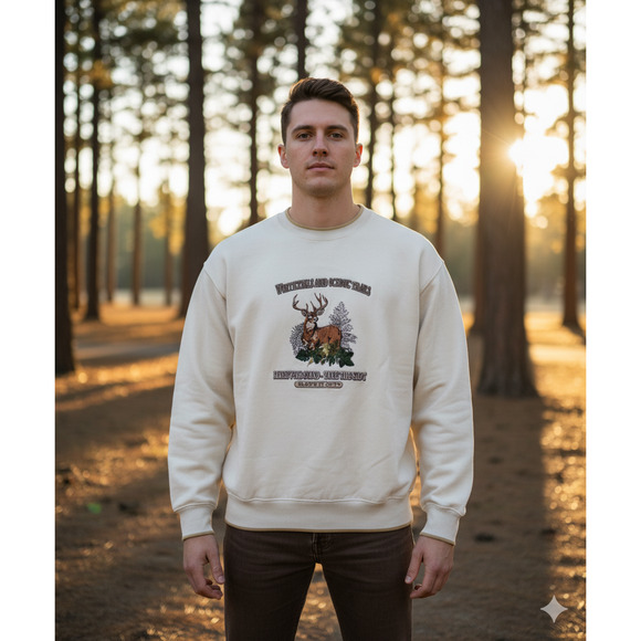 Vtg Outdoor Life, Embroidered Sweatshirt Gorpcore Americana Cabincore Retro Sz-L - Picture 1 of 9